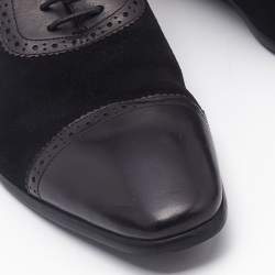 Balmain Black Brogue Leather and Suede Lace Up Oxfords Size 43
