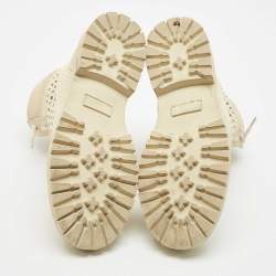 Balmain Cream Suede Combat Boots Size 40