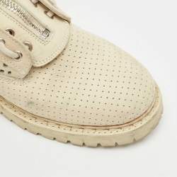 Balmain Cream Suede Combat Boots Size 40