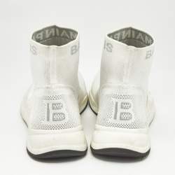 Balmain White Knit Fabric Cameron Sock Sneakers Size 41