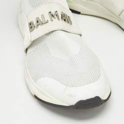 Balmain White Knit Fabric Cameron Sock Sneakers Size 41