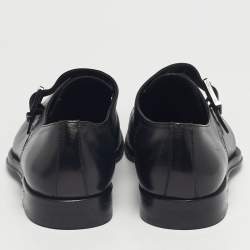 Pre Owned Balmain Black Leather Brogue Detail Single Monk Strap Shoes Size 40