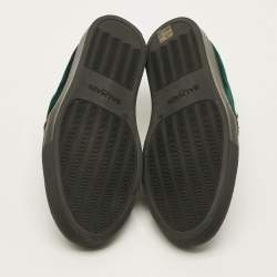 Pre Owned Balmain Size 43 Green/Black Leather Velvet Slip On Sneakers