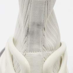 Pre Owned Balmain Unicorn Size 43 White/Black Knit Fabric and Rubber High Top Sneakers