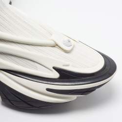 Pre Owned Balmain Unicorn Size 43 White/Black Knit Fabric and Rubber High Top Sneakers