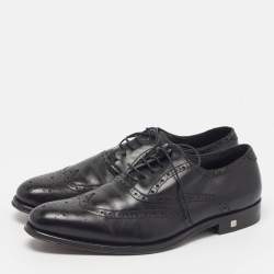 Pre Owned Balmain Size 40 Black Leather Lace Up Oxfords