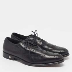 Pre Owned Balmain Size 40 Black Leather Lace Up Oxfords