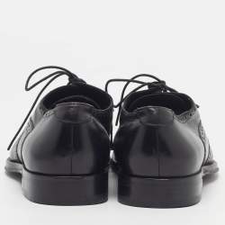 Pre Owned Balmain Size 40 Black Leather Lace Up Oxfords