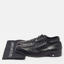Pre Owned Balmain Size 40 Black Leather Lace Up Oxfords