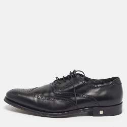 Pre Owned Balmain Size 40 Black Leather Lace Up Oxfords