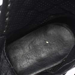 Pre Owned Balmain Black Quilted Leather Lace up Open Toe Boots Size 40