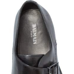 Pre Owned Balmain Black Leather Brogue Detail Single Monk Strap Shoes Size 41