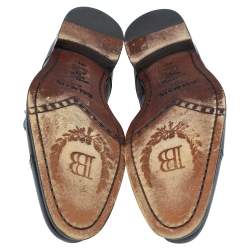 Pre Owned Balmain Black Leather Brogue Detail Single Monk Strap Shoes Size 41