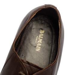 Balmain Brown Leather Lace Up Oxfords Size 43