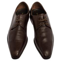 Balmain Brown Leather Lace Up Oxfords Size 43