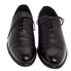 Balmain Black Leather Lace Up Oxfords Size 45