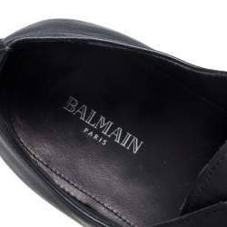Balmain Black Leather Cap Toe Monk Strap Derby Size 42