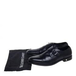 Balmain Black Leather Cap Toe Monk Strap Derby Size 42