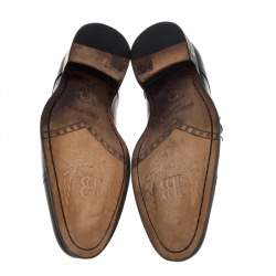Balmain Black Leather Cap Toe Monk Strap Derby Size 42