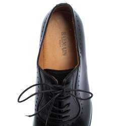 Pre Owned Balmain Black Leather Lace Up Oxfords Size 39