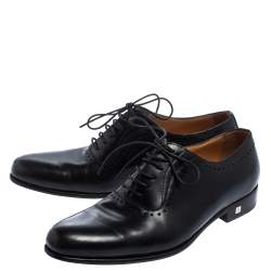 Pre Owned Balmain Black Leather Lace Up Oxfords Size 39