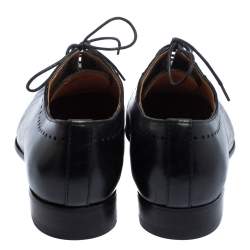 Pre Owned Balmain Black Leather Lace Up Oxfords Size 39