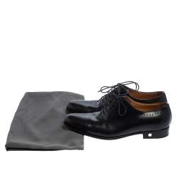 Pre Owned Balmain Black Leather Lace Up Oxfords Size 39