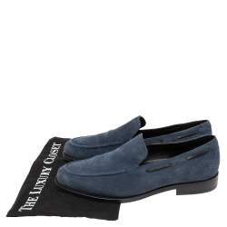 Balmain Navy Blue Suede Slip On Loafers Size 42