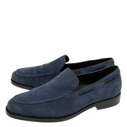 Balmain Navy Blue Suede Slip On Loafers Size 42