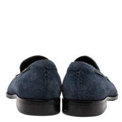 Balmain Navy Blue Suede Slip On Loafers Size 42