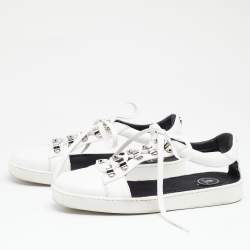Balmain White Logo Leather Low Top Sneakers Size 40