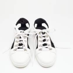 Balmain White Logo Leather Low Top Sneakers Size 40