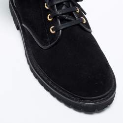 Balmain Black Suede Eagle Combat Boots Size 41