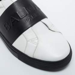 Balmain White/Black Leather  Low Top Sneakers Size 41
