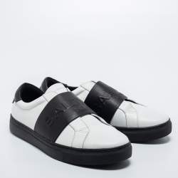 Balmain White/Black Leather  Low Top Sneakers Size 41
