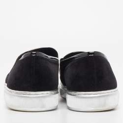 Balmain Black Velvet and Patent Leather Fringe Slip On Sneakers Size 46