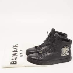 Balmain Black Leather High Top Sneakers Size 41