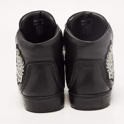 Balmain Black Leather High Top Sneakers Size 41