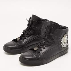 Balmain Black Leather High Top Sneakers Size 41