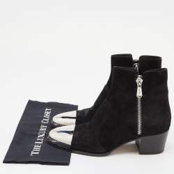 Balmain Black Suede Ankle Length Boots Size 42