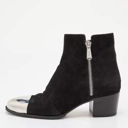 Balmain Black Suede Ankle Length Boots Size 42