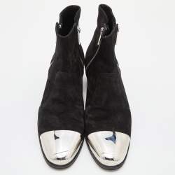 Balmain Black Suede Ankle Length Boots Size 42