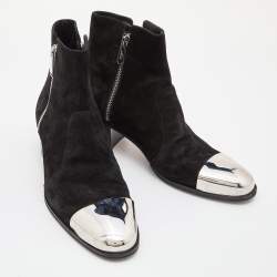 Balmain Black Suede Ankle Length Boots Size 42
