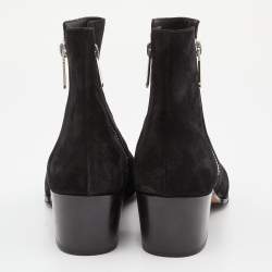 Balmain Black Suede Ankle Length Boots Size 42