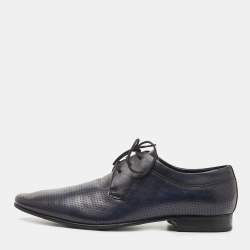 Balmain Navy Blue Leather Lace Up Derby  Size 42