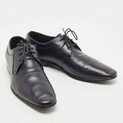 Balmain Navy Blue Leather Lace Up Derby  Size 42