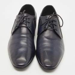 Balmain Navy Blue Leather Lace Up Derby  Size 42
