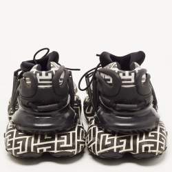 Balmain Black/White Leather and Rubber Lace Up Sneakers Size 43