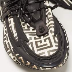 Balmain Black/White Leather and Rubber Lace Up Sneakers Size 43