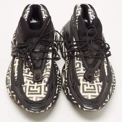 Balmain Black/White Leather and Rubber Lace Up Sneakers Size 43